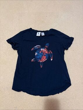 Caribbean Joe Navy Short Sleeve Tee with Red & Blue Turtle Graphic
